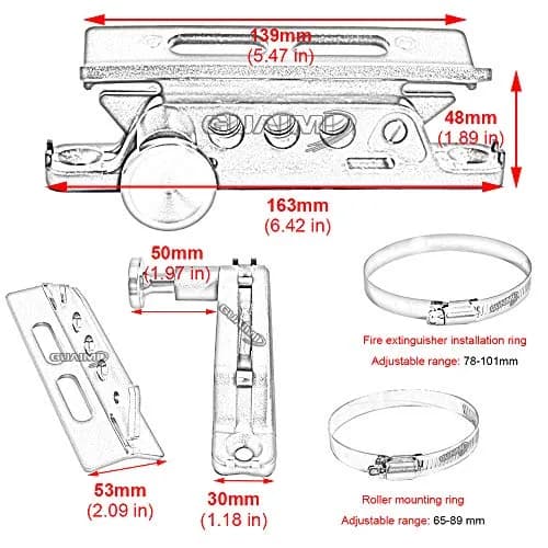 BarBaren Fire Extinguisher Mount Holder Adjustable for Jeep Wrangler TJ JK JKU JL UTVs Polaris RZR Ranger | Stainless Steel, Fire Safety thumbnail 4