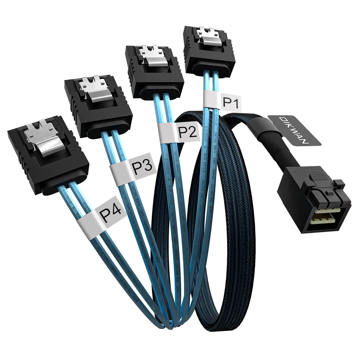 OIKWAN Internal HD Mini SAS to 4XSATA Cable 0.49m (1.6ft) | Connects RAID Controller to 4 SATA Drives
