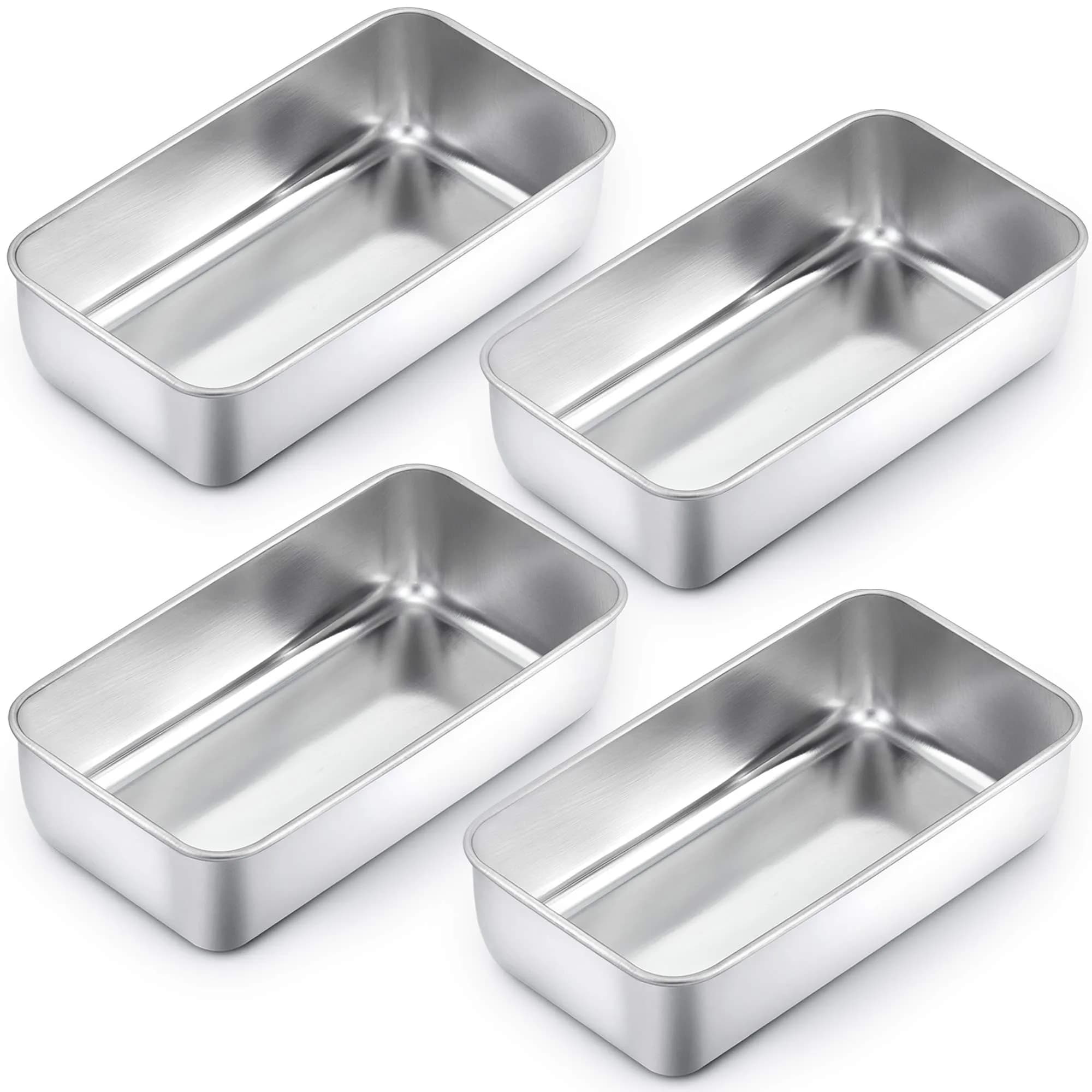 TeamFar Stainless Steel Loaf Pans for Baking Bread, 9.25 x 5 Inch (2-Pack) | Healthy, Non-Toxic, Oven-Safe Baking — Silver