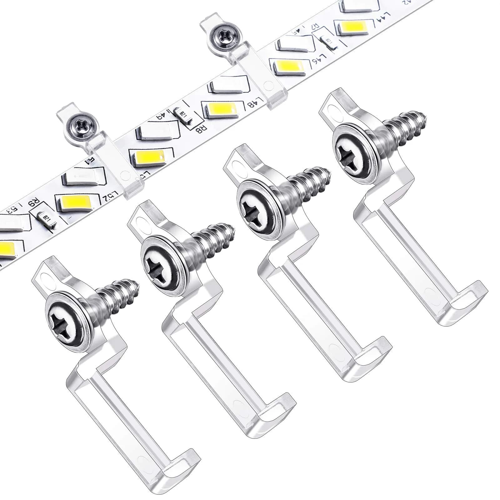 Mudder 200 Pcs LED Strip Light Clips Mounting Brackets | Easy Install, High Temp Resistant, Fire Retardant - main product image