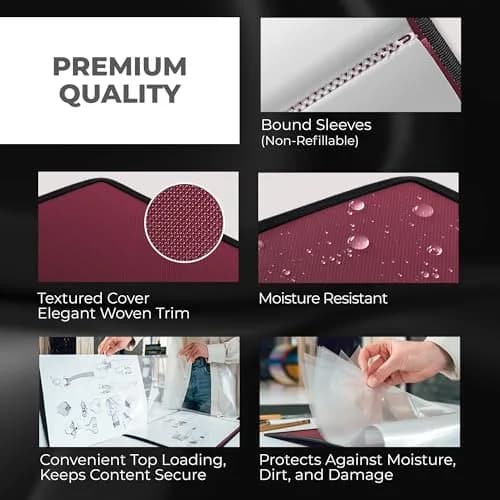 Dunwell 11x17 Art Portfolio Binder with 24 Sleeves and Black Mounting Paper | Displays 48 Pages thumbnail 5