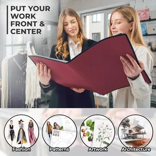 Dunwell 11x17 Art Portfolio Binder with 24 Sleeves and Black Mounting Paper | Displays 48 Pages thumbnail 6