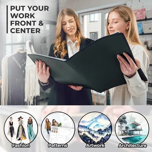 Dunwell 11x17 Art Portfolio Binder, 24-Sleeve, Black Mounting Paper, Black | Large Art Organizer for Artists & Students thumbnail 6