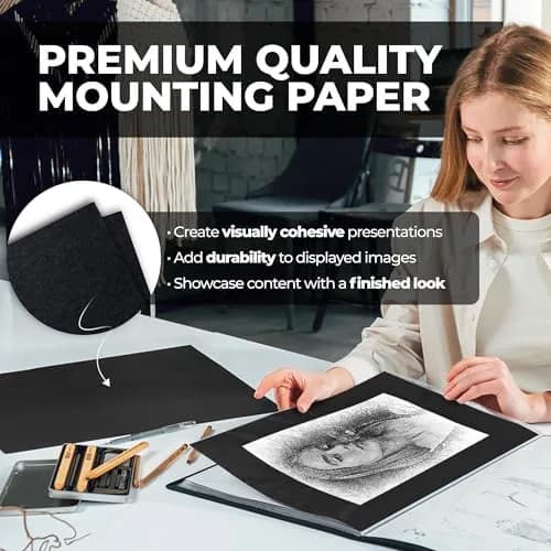 Dunwell 11x17 Art Portfolio Binder, 24-Sleeve, Black Mounting Paper, Black | Large Art Organizer for Artists & Students thumbnail 3