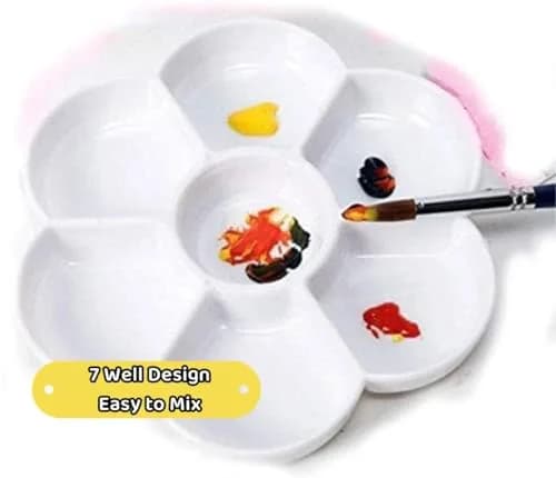 N / A Porcelain Watercolor Paint Palette Tray Water Color Palletes Washable Paint Ceramic Paint Palette for Artist Watercolor Painting (3'') | 7 Wells Classical Design thumbnail 2