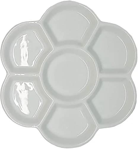 KIKEEP Porcelain Watercolor Palette Tray 12.7 cm (5") with 7 Wells | Smooth, Stain-Resistant Ceramic for Artists thumbnail 1