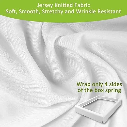 Bedecor White Box Spring Cover 4-9 Inch | Modern Elastic Wrap for Full/Full XL thumbnail 2