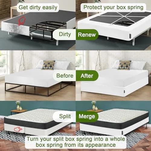 Bedecor White Box Spring Cover 4-9 Inch | Modern Elastic Wrap for Full/Full XL thumbnail 3