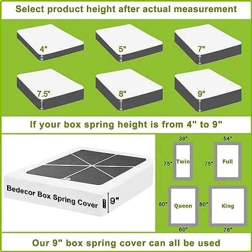 Bedecor White Box Spring Cover 4-9 Inch | Modern Elastic Wrap for Full/Full XL thumbnail 4