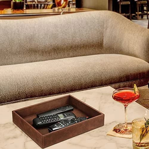 SITHON Valet Tray Desk Organizer PU Leather Catchall Brown | Keeps Essentials Tidy thumbnail 4