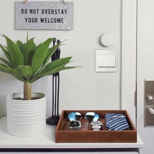 SITHON Valet Tray Desk Organizer PU Leather Catchall Brown | Keeps Essentials Tidy thumbnail 2