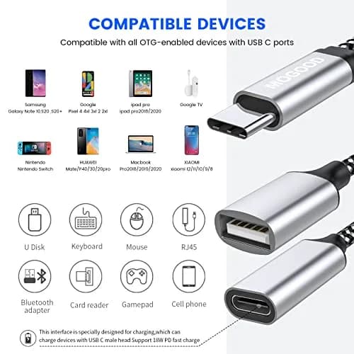 MOGOOD USB C OTG C to USB Splitter 12cm | 18W PD Charging & Data Transfer thumbnail 5