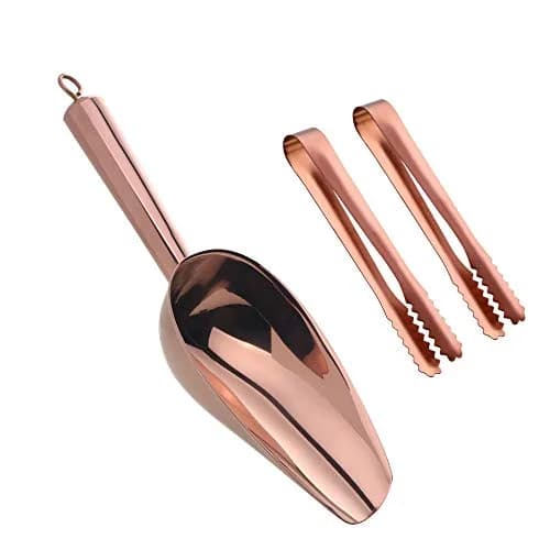 MAKABAKA Stainless Steel Ice Scoop & Tongs Set 6 Inches Rose Gold | Durable Food-Grade 304 thumbnail 1