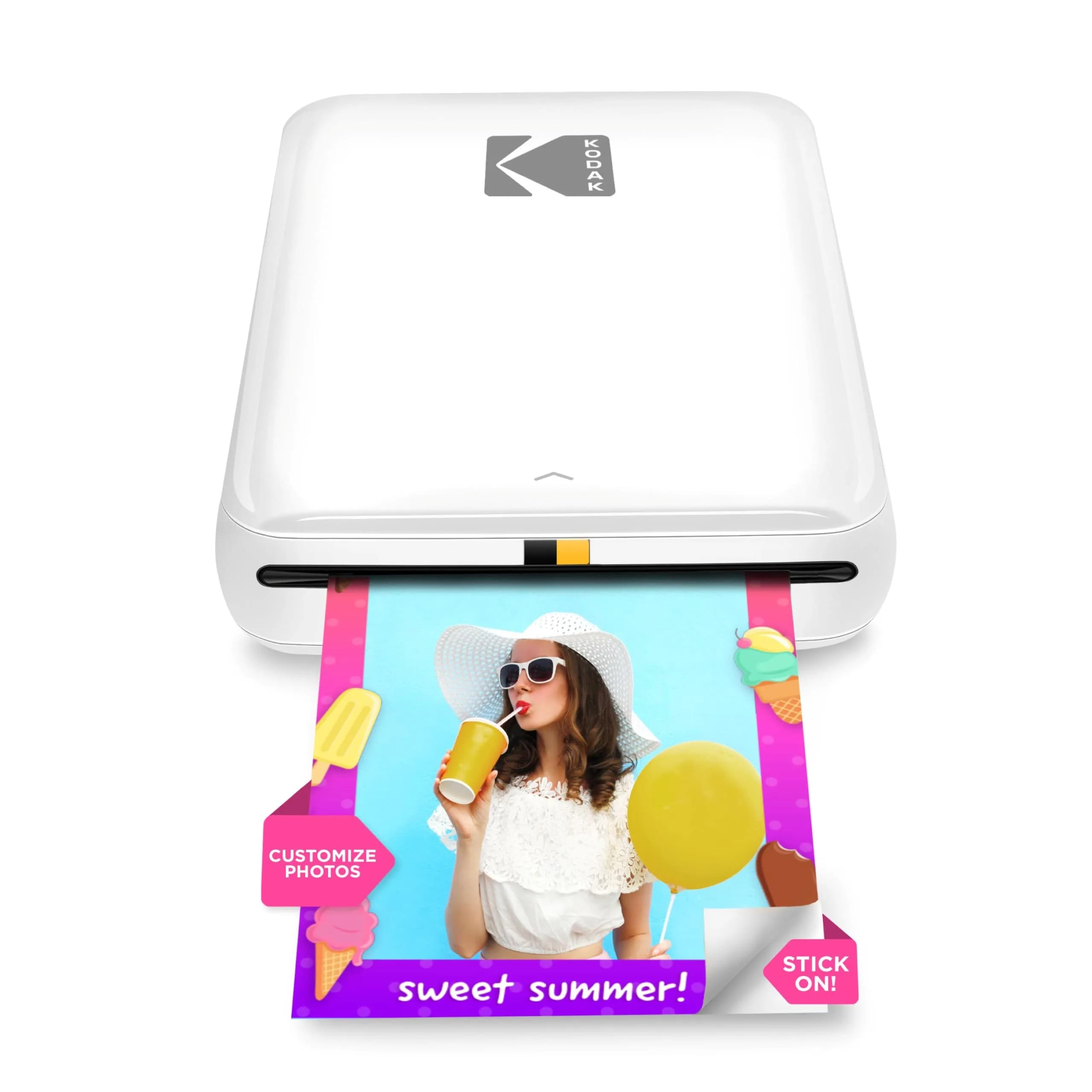 KODAK Step Instant Photo Printer, White | Bluetooth Wireless Mini Color Mobile Printer for iOS & Android, Zink 2x3” Sticky-Back Photos