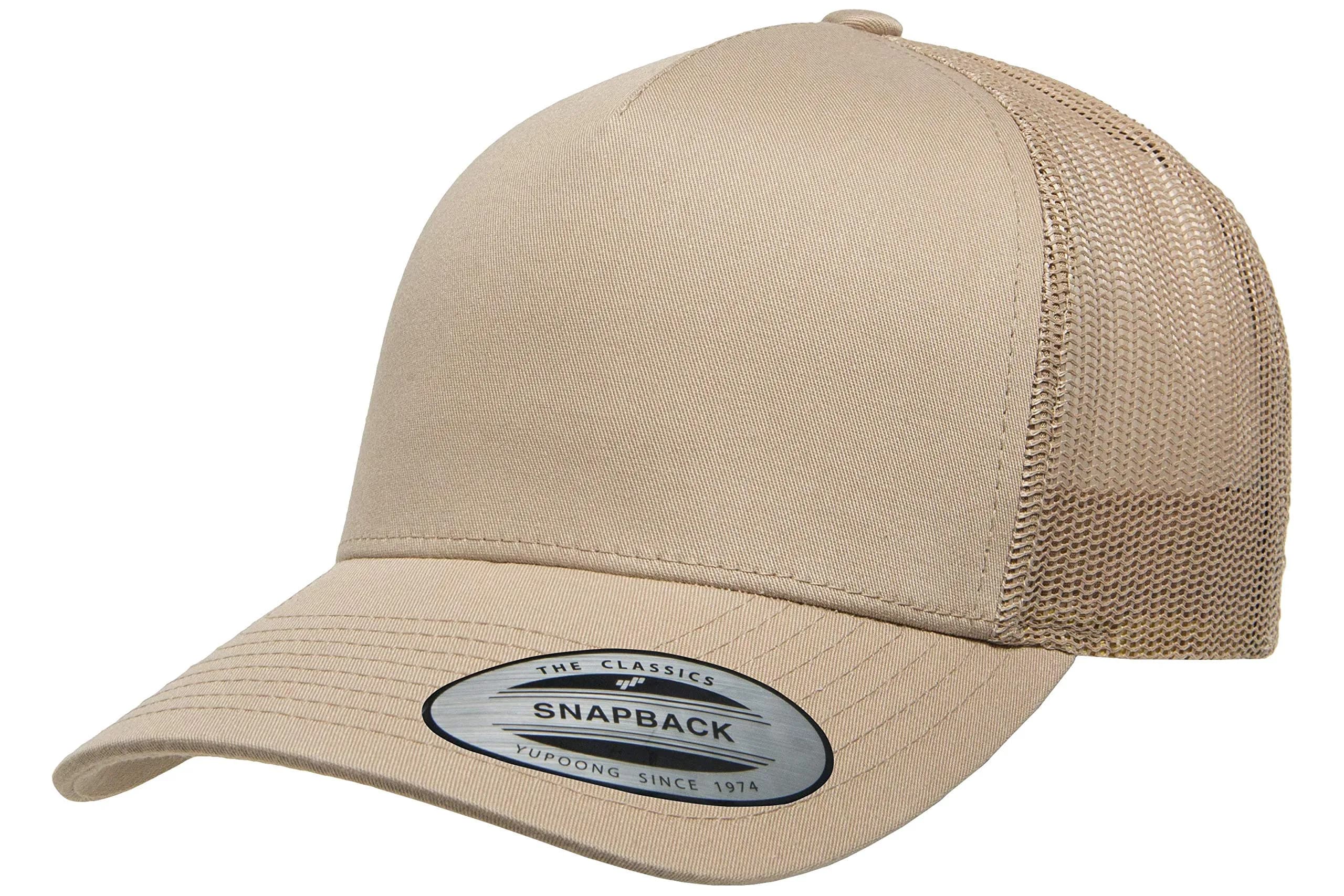 Yupoong Men's YP Classics 5-Panel Retro Trucker Cap, Black, One Size — Khaki