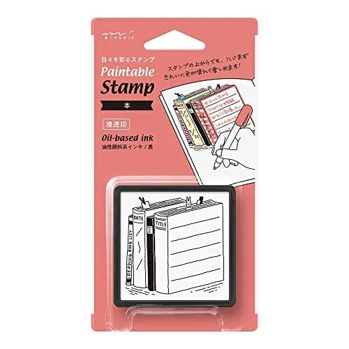 MIDORI Book Pattern Stamp | Penetrating Stamp with Oil-Based Black Ink, 61x61x19mm thumbnail 1