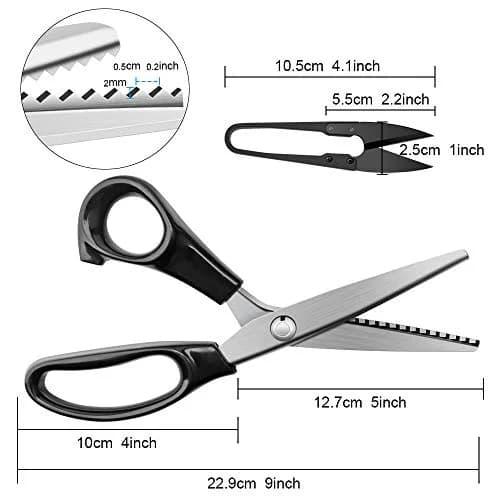 YAZEMKEL Pinking Shears for Fabric, Zig Zag Scissors, 9 Inch, Black | Ergonomic, Ultra-Sharp, Professional Craft Shears thumbnail 3