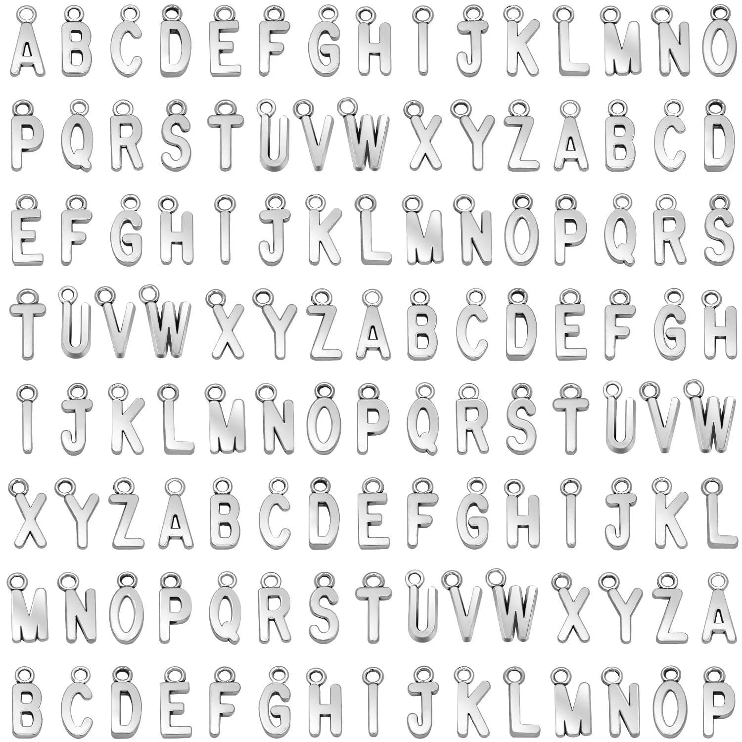 SANNIX Alphabet ABC Letter Charms Silver Capital A-Z 0.6"-0.7" | DIY Jewelry