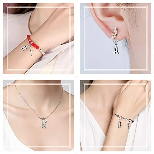 SANNIX Alphabet ABC Letter Charms Silver Capital A-Z 0.6"-0.7" | DIY Jewelry thumbnail 6