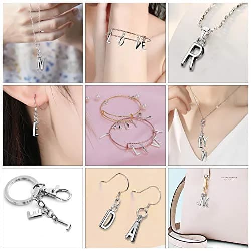 SANNIX Alphabet ABC Letter Charms Silver Capital A-Z 0.6"-0.7" | DIY Jewelry thumbnail 7