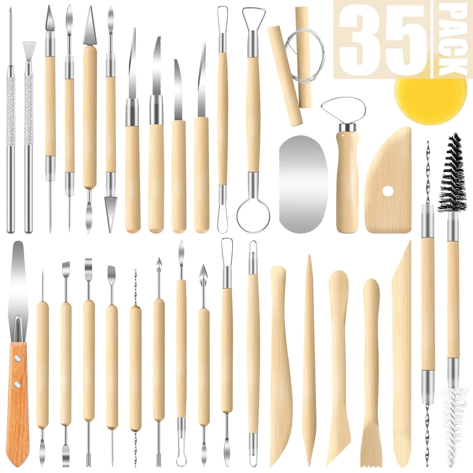Jetmore Clay Sculpting Tool Kit 35 Pack | Steel Craft Supplies for DIY Ceramics & Pottery - main product image