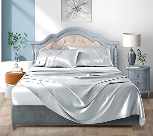Luxbedding Satin Bed Sheets Set Twin Size 156cm x 190cm (6.5" W x 24" H x 28" L) | Silky Smooth Luxury for Hair and Skin thumbnail 2