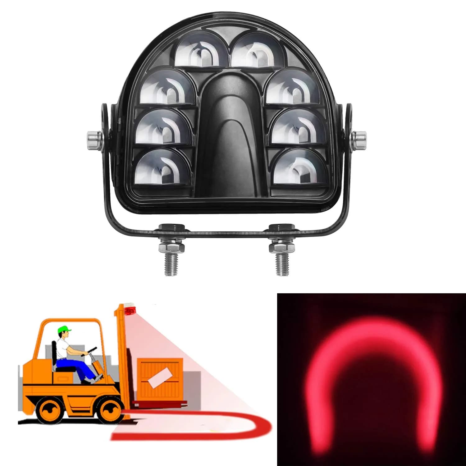 ONERAY LED Forklift Safety Light Red Arc Warning Halo 40W DC10-80V | 1-Pack Red Arc - main product image