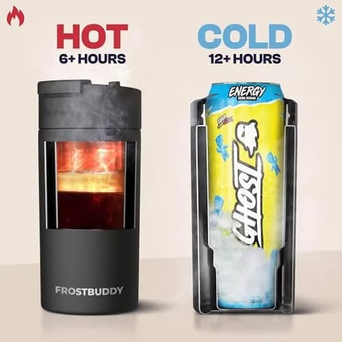 Frost Buddy Universal Can Cooler - Fits Slim Cans, 12 & 16oz, Matte Black | Keeps Drinks Cold Up to 24 Hours thumbnail 6
