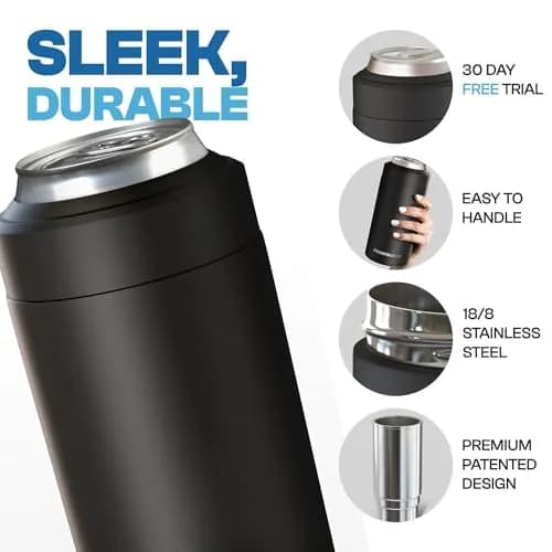 Frost Buddy Universal Can Cooler - Fits Slim Cans, 12 & 16oz, Matte Black | Keeps Drinks Cold Up to 24 Hours thumbnail 4
