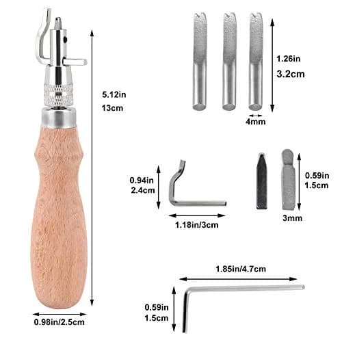 Jmuiiu 7 in 1 Adjustable Stitching Groover Tool with Wooden Handle | Natural Color thumbnail 2