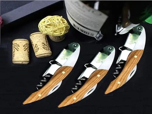 Kit-Home Professional Waiter Corkscrew Wine Opener Set of 3 | Stainless Steel & Rosewood Handle (90g) | Bar & Restaurant Use thumbnail 5