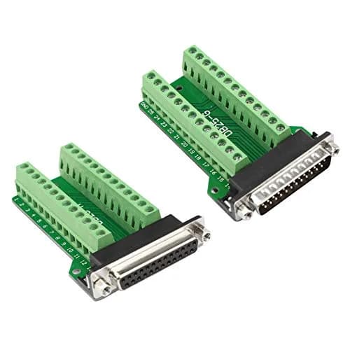 Futheda 25 Pin 2-Row DB25 Male & Female Adapter | Solderless RS232 PCB Breakout, Green thumbnail 1