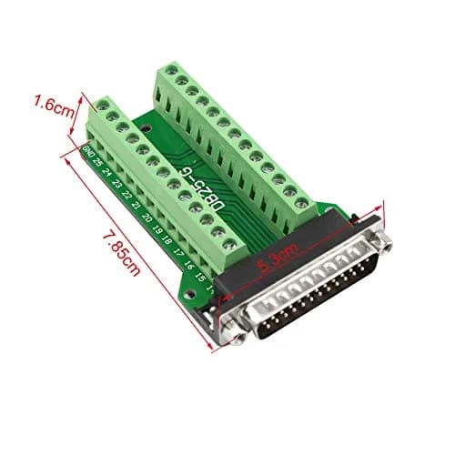 Futheda 25 Pin 2-Row DB25 Male & Female Adapter | Solderless RS232 PCB Breakout, Green thumbnail 4