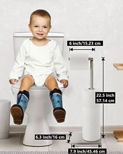 DECLUTTR Free Standing Toilet Paper Holder Stand with Reserve | 53.3 cm (21 in) Nickel thumbnail 6