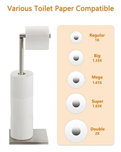 DECLUTTR Free Standing Toilet Paper Holder Stand with Reserve | 53.3 cm (21 in) Nickel thumbnail 2
