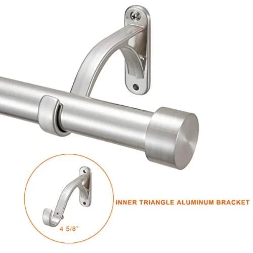 Mayrhyme 1-Inch Diameter Curtain Rod Set 2.54cm (1") | Satin Nickel, 122-218cm (48-86") Adjustable thumbnail 2