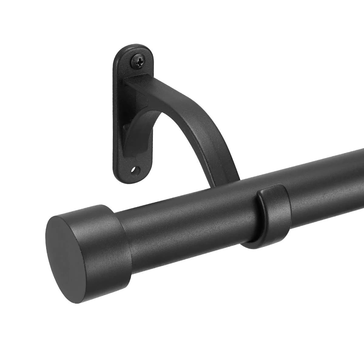 Mayrhyme 1-Inch Diameter Adjustable Curtain Rod Set 25.4mm (16-28") | Matte Black, Heavy-Duty Aluminum Brackets