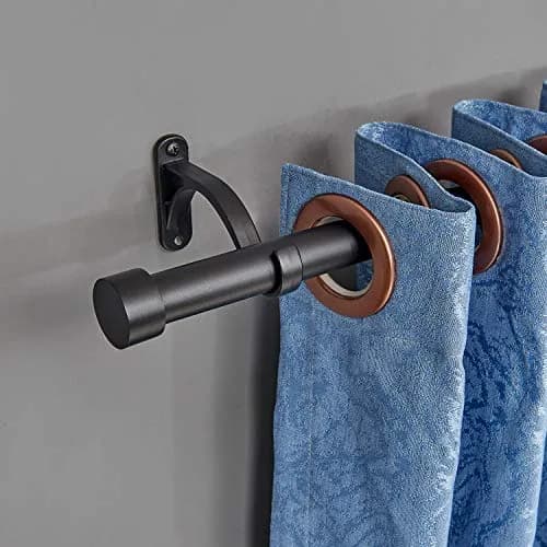 Mayrhyme 1-Inch Diameter Adjustable Curtain Rod Set 25.4mm (16-28") | Matte Black, Heavy-Duty Aluminum Brackets thumbnail 5