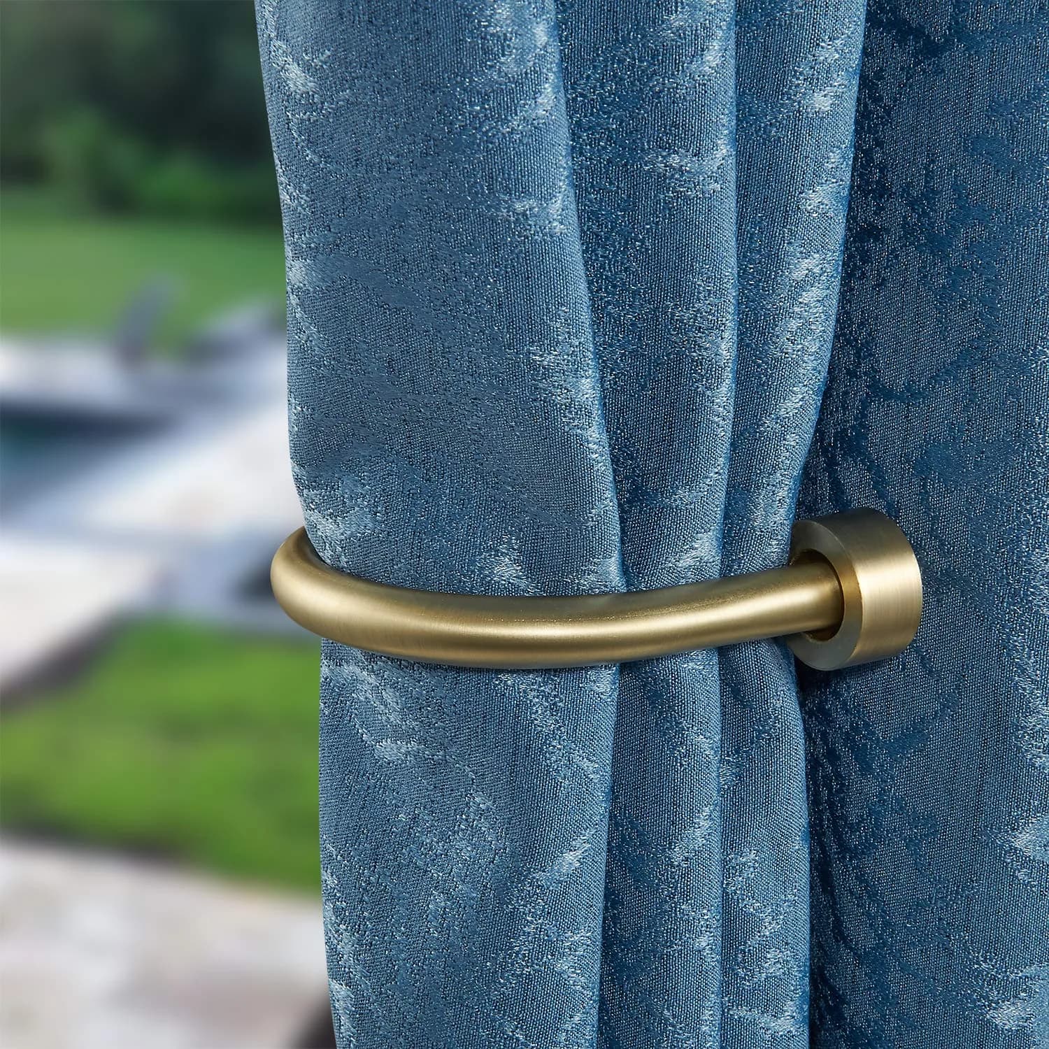 Mayrhyme Premium Curtain Holdback Set of 2 | 18.5cm (7.3in) Brass Metal Decorative Holdbacks with Zinc Alloy Cap Finials
