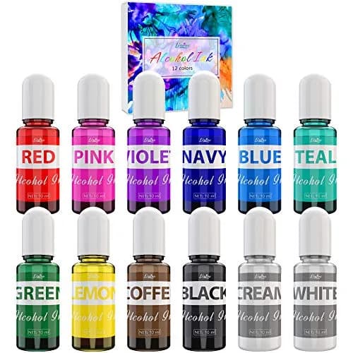 Limino Alcohol Ink Set 12 Colors 10ml Each | Vibrant Alcohol-Based Ink for Resin Art & Painting thumbnail 1