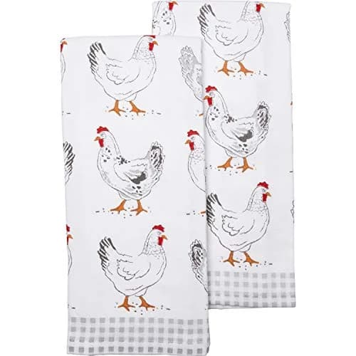 Casaba Farmer’s Market Pickup Truck Rooster Chickens Cows Dish Towel Set of 2 | Large Cotton Tea Towels thumbnail 1