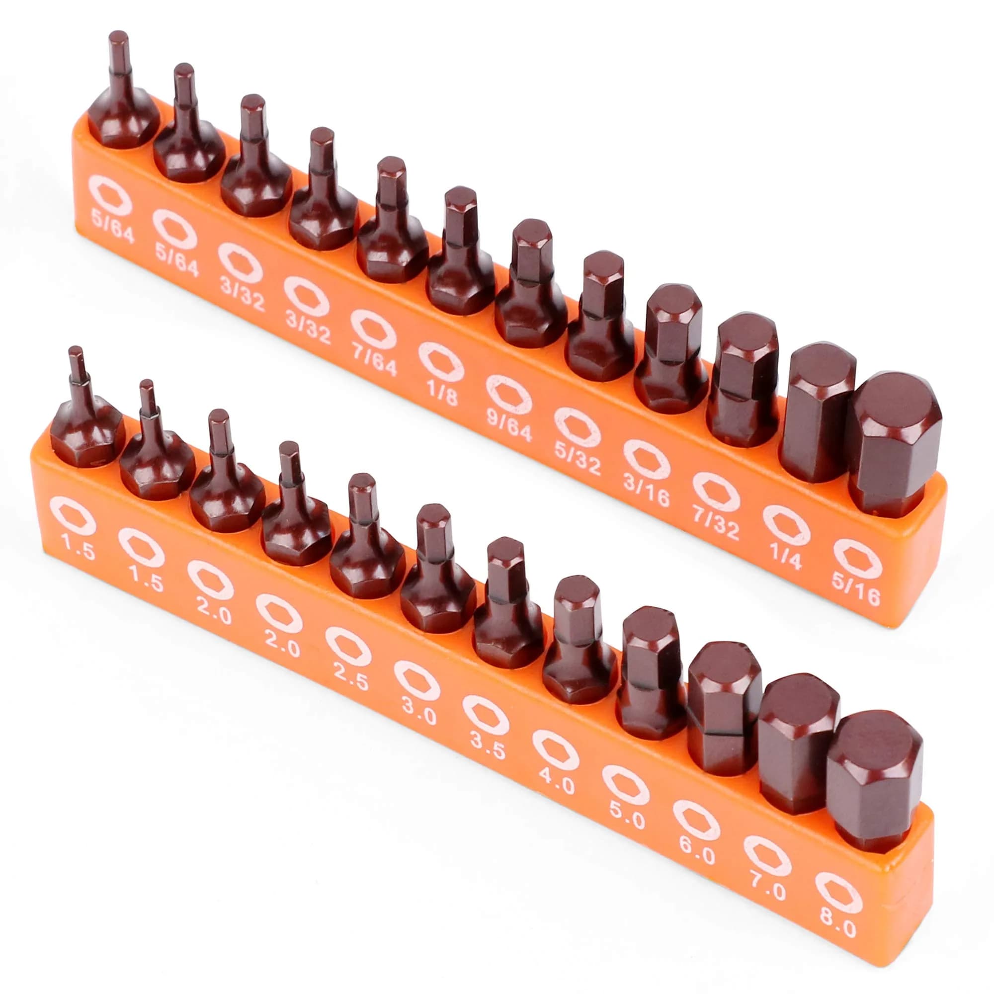 Amartisan 20-Piece Hex Bit Set | High-Quality S2 Alloy Steel, Metric & SAE, 2.3" Length, Black — 24-Piece Hex Head Allen（25mm）
