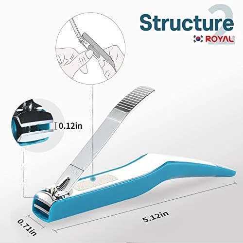 ROYAL Smart Nail Clipper with Catcher & Curved Blades, Aqua Blue 45g (1.6 oz) | Effortless Fingernail Trimming thumbnail 3