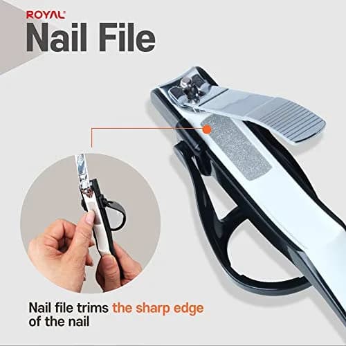 ROYAL Smart Nail Clipper with Catcher & Magnifier, Black - 50g (0.11 lb) | Curved Blades for Effortless Trimming thumbnail 5