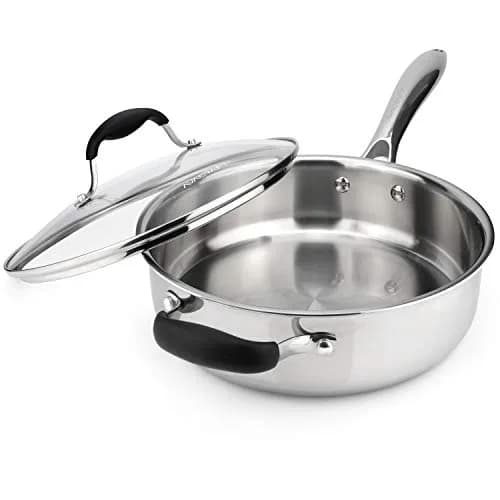 AVACRAFT 3.5 Quart Tri-Ply Stainless Steel Sauté Pan with Lid | Induction Compatible, Oven Safe, Dishwasher Safe thumbnail 1