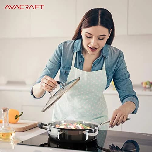 AVACRAFT 3.5 Quart Tri-Ply Stainless Steel Sauté Pan with Lid | Induction Compatible, Oven Safe, Dishwasher Safe thumbnail 7