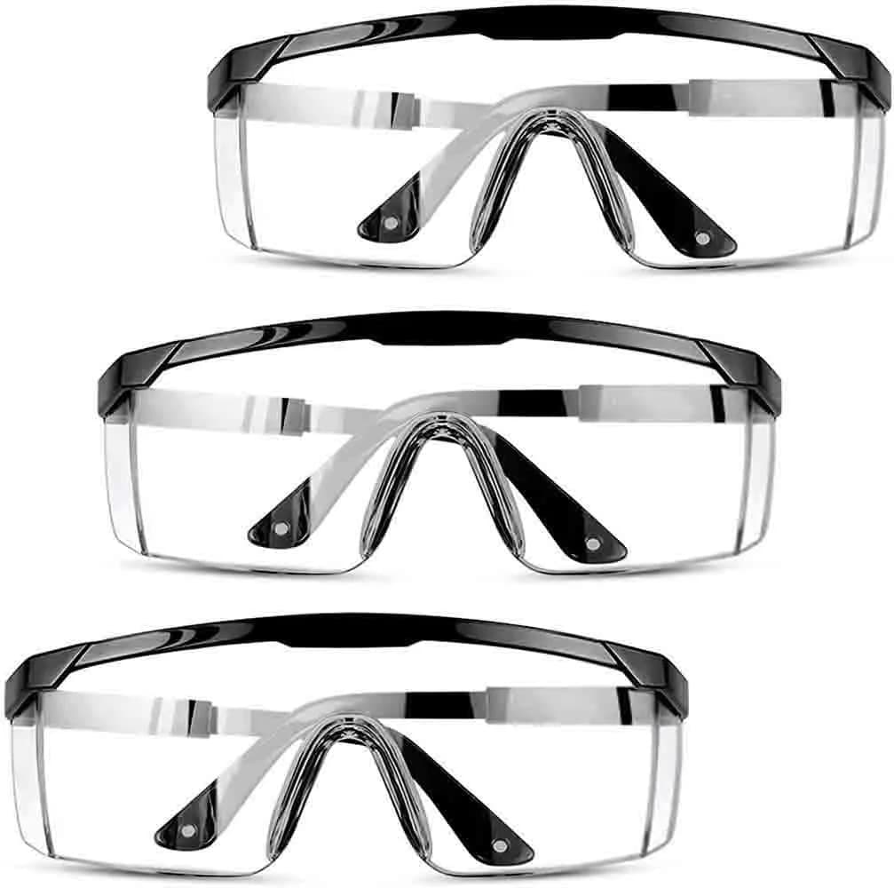 mozeeda 5-Pack Safety Goggles for Men & Women | Over-Glasses Fit, Anti-Fog, Anti-Scratch, Impact-Resistant — 3pcs Black