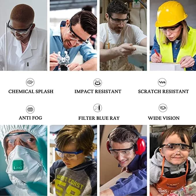 mozeeda 5-Pack Safety Glasses Goggles with Anti-Fog & Anti-Scratch Lenses | Clear Vision for Men & Women thumbnail 9