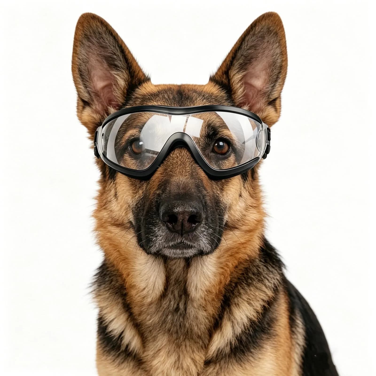NAMSAN Dog Sunglasses for Medium to Large Dogs, UV Protection Dog Goggles Large Breed, Pink | Adjustable Sporty Eyewear — Gloss Clear / Large