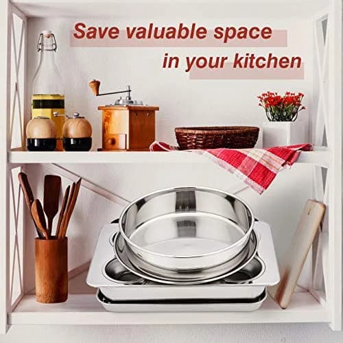 E-far Toaster Oven Bakeware Set, 6PCS Stainless Steel Small Baking Pan Set | Durable & Healthy thumbnail 6
